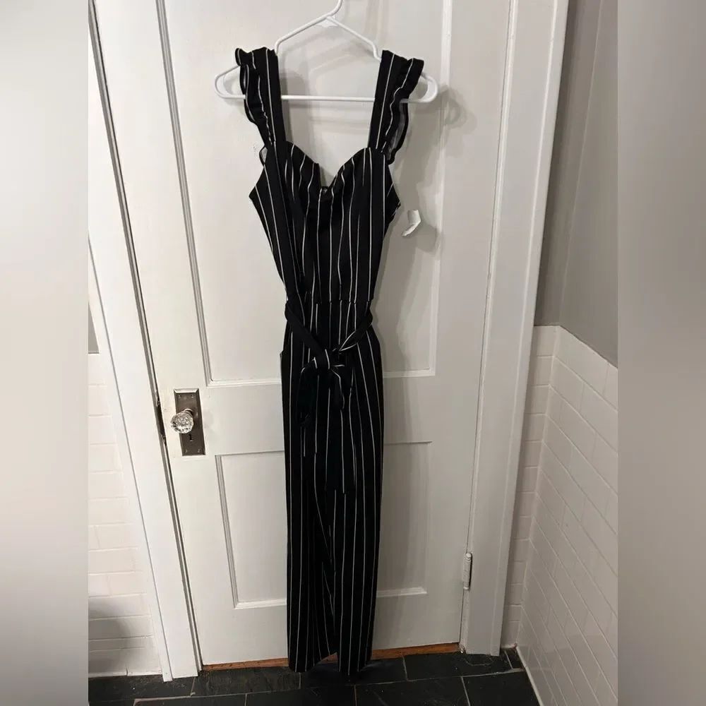 dry goods Black and White Pinstripe Jumpsuit